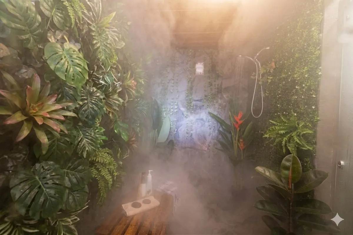 Steam room with essential oils