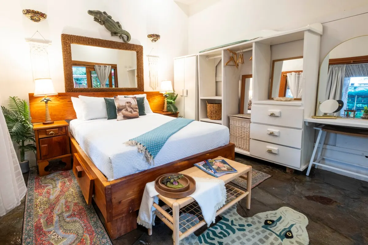 Crocodile Room queen bed and dresser