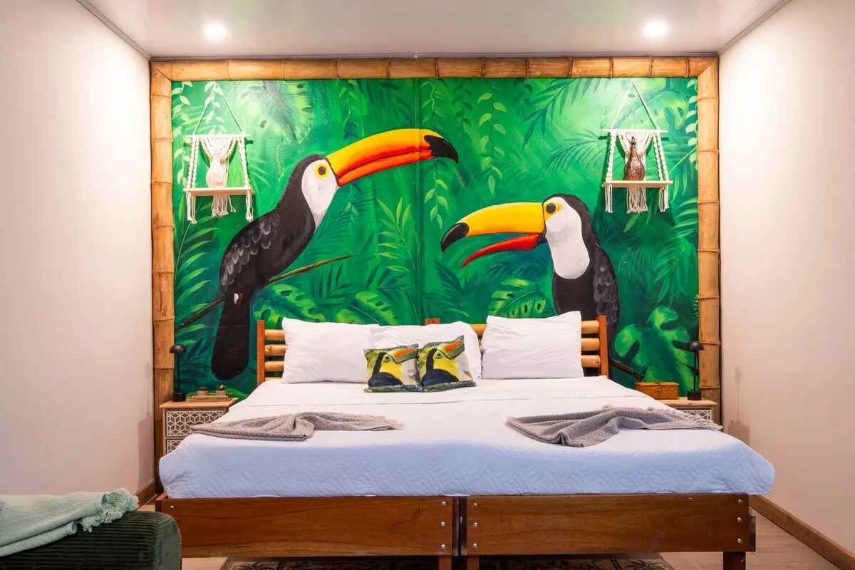 Toucan Room with toucan mural