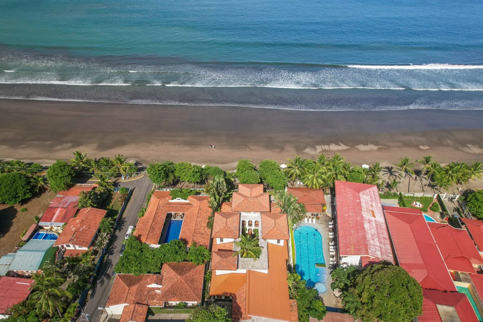 Aerial view of Villa Montine and the beach